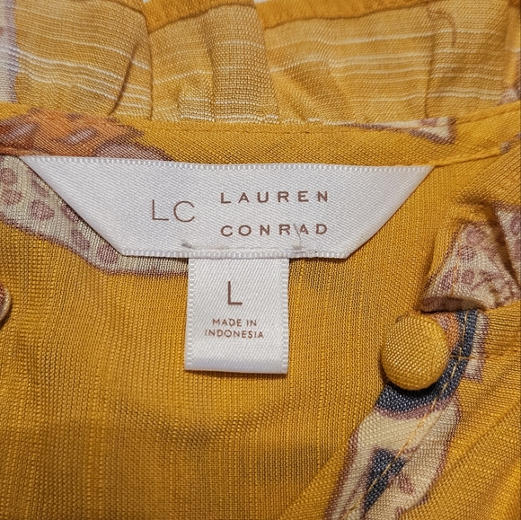 LC Lauren Conrad Womens Large Floral Yellow Blouse - Picture 3 of 5